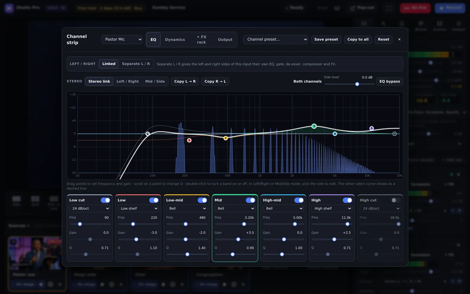 Professional 7-band parametric EQ