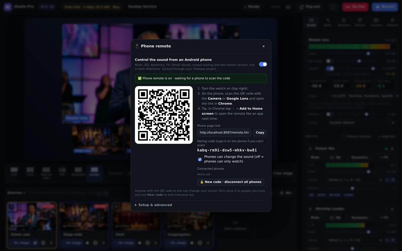 Pair a phone with a QR code